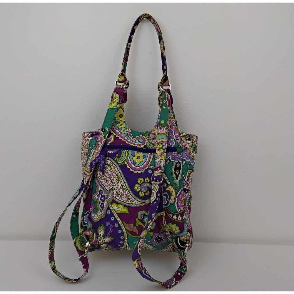 Vera Bradley Quilted Backpack Heather Purple Paisley Print Top Handle #J5585 - Picture 4 of 15